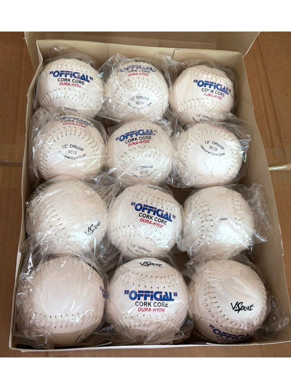 Viper SC12 12" Official Cork Core Dura-Hyde Softballs — Lot of 12